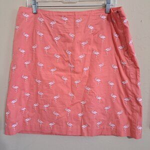 Talbots Women's 16 Cotton Flamingo Skirt Coral Casual Resortwear Beach Golf